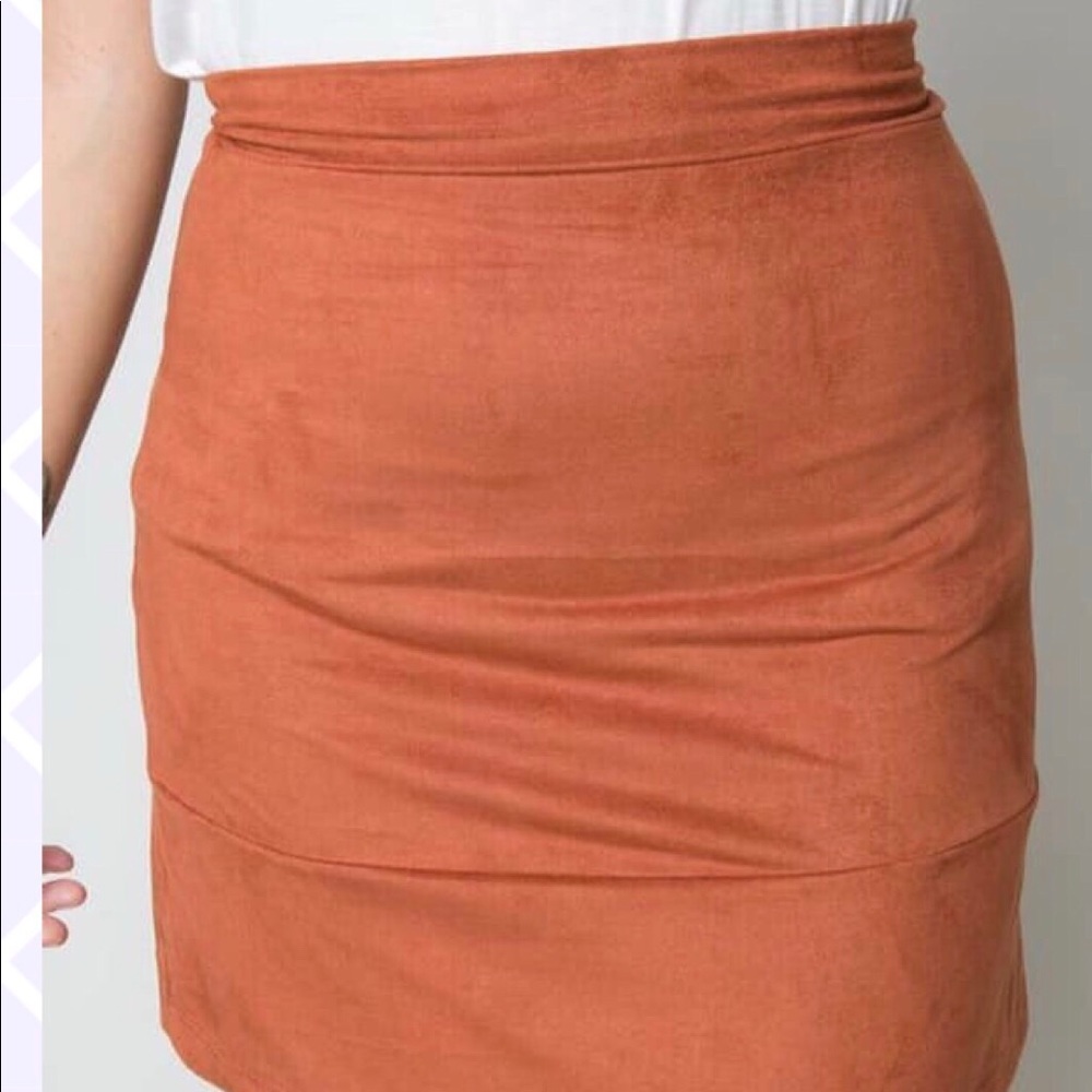 Rust Suede-like Lubec Skirt